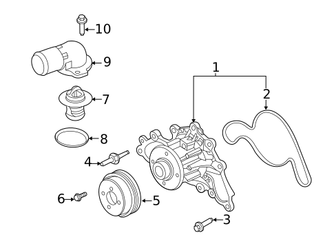 Thermostat & Housing for 2022 Ford F-350 Super Duty #0