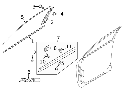 Exterior Trim - Front Door for 2016 Kia Sorento #0