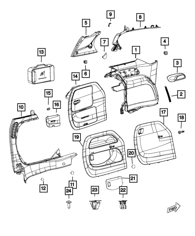 6MD551X9AG - Interior Trim: Quarter Trim Panel, Left for Mopar Image image