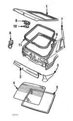 D9ZZ61420A58A - Body: Lift Gate Glass Retainer for Ford: Mustang | Mercury: Capri Image