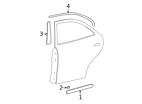 Exterior Trim - Rear Door for 2001 Hyundai Accent #0