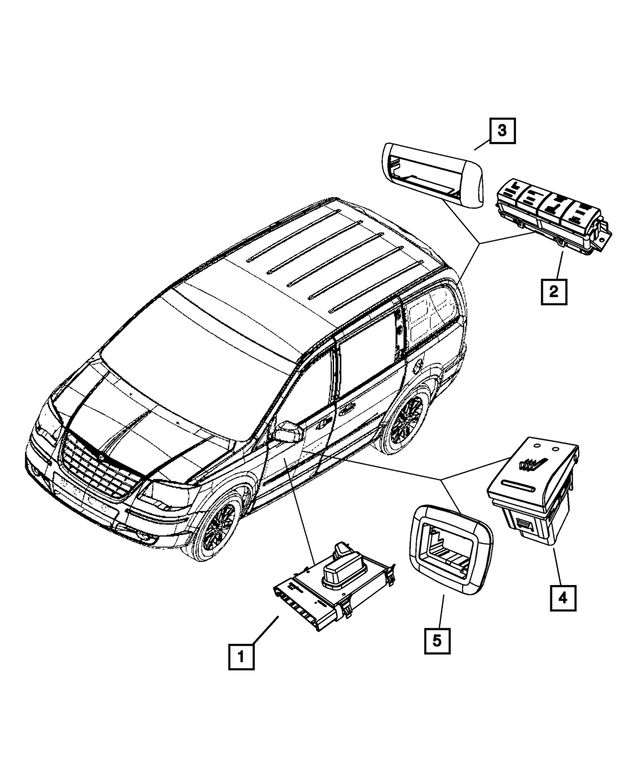 1DK39DX9AB - Electrical: Heated Seat Switch Bezel for Mopar Image