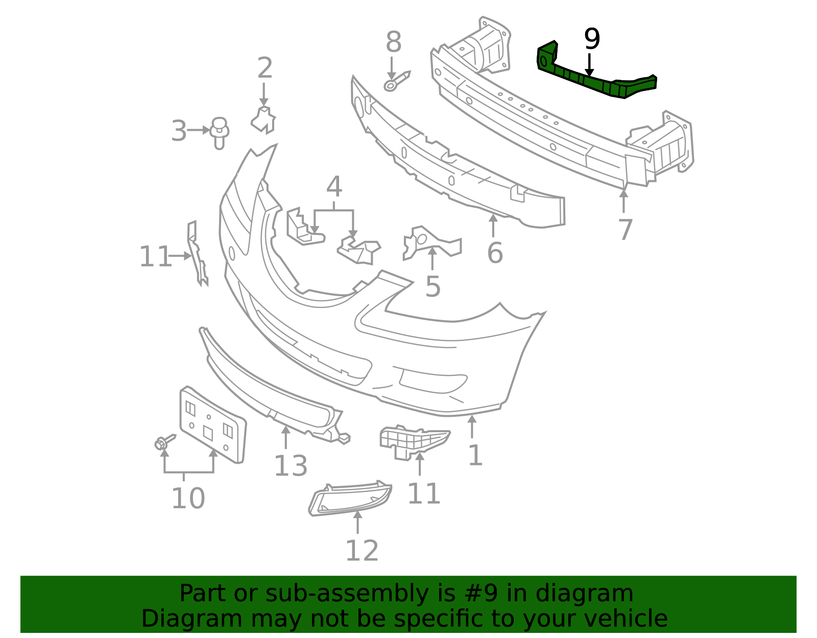 BN8V-50-161B - Bumper Cover Support Rail - Mazda Swag