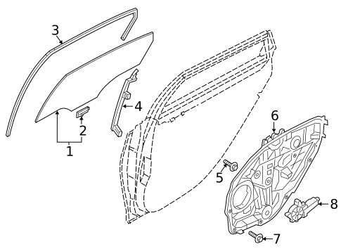 Glass - Rear Door for 2023 Genesis G80 #0