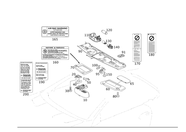 2308102317 - Covering and Lining: Mirror, Inner for Mercedes-Benz: SL500, SL55 AMG, SL550, SL600, SL63 AMG, SL65 AMG Image image