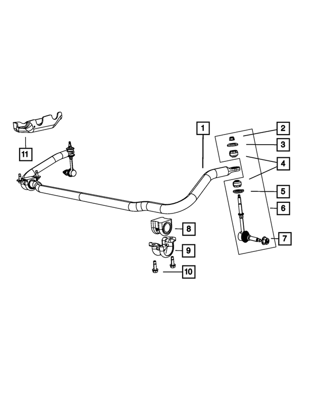 52855340AA - Front Suspension: Stabilizer Bar Grommet Retainer, Lower for Mopar Image image