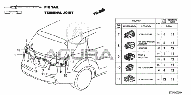 Electrical Connectors (RR.) for 2011 Acura MDX #0