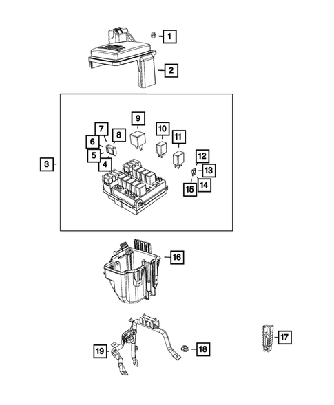 Power Distribution, Fuse Block, Junction Block, Relays and Fuses for 2017 Ram ProMaster 2500 #0