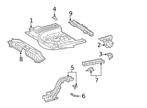 Rear Floor & Rails for 2003 Toyota Matrix #0