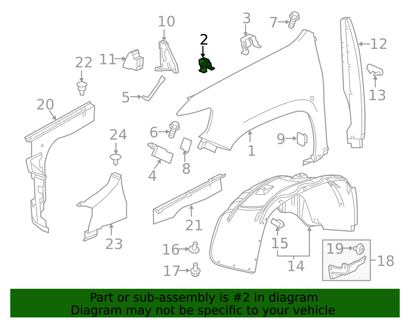 2015-2022 GM Driver Side Body Side Front Fender Front Upper Bracket ...
