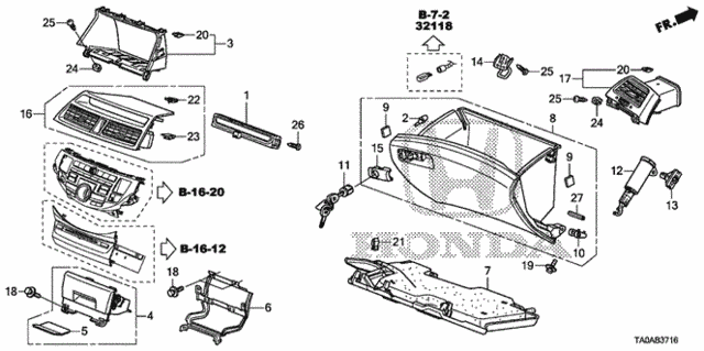 Instrument Panel Garnish (Passenger Side) (2) for 2012 Honda Accord #0