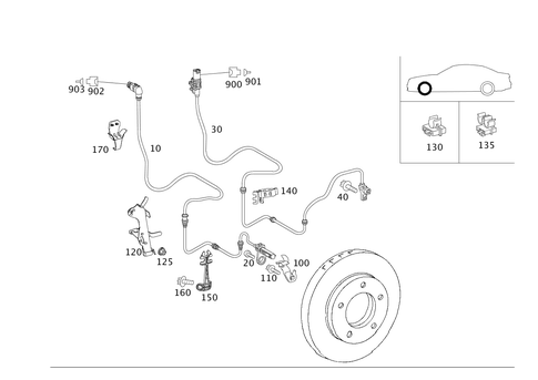 Brake Pad Wear Indicator and Speed Sensor Front Axle for 2000 Mercedes-Benz S500 #0