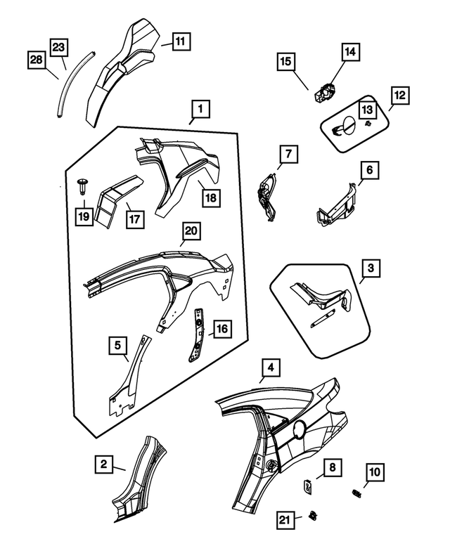 5076413AE - : Taillamp Mounting Panel, Left for Mopar Image