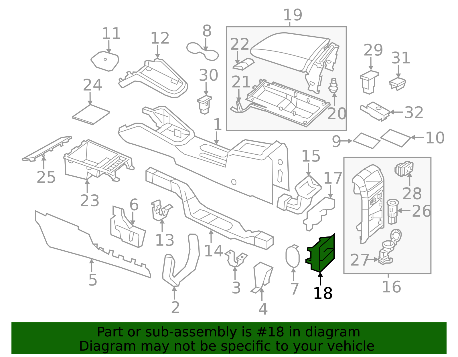 Volkswagen Console Compartment 5C686338382V Interior Storage ...