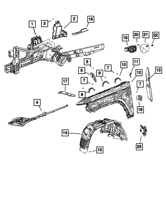 68409798AP - Body Sheet Metal Except Doors: Front Side Rail Front Rail, Right for Jeep: Grand Cherokee, Grand Cherokee L Image