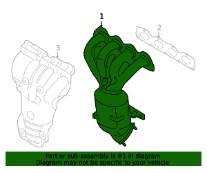 2009-2011 GM Exhaust Manifold with 3-Way Catalytic Converter 96476195 ...