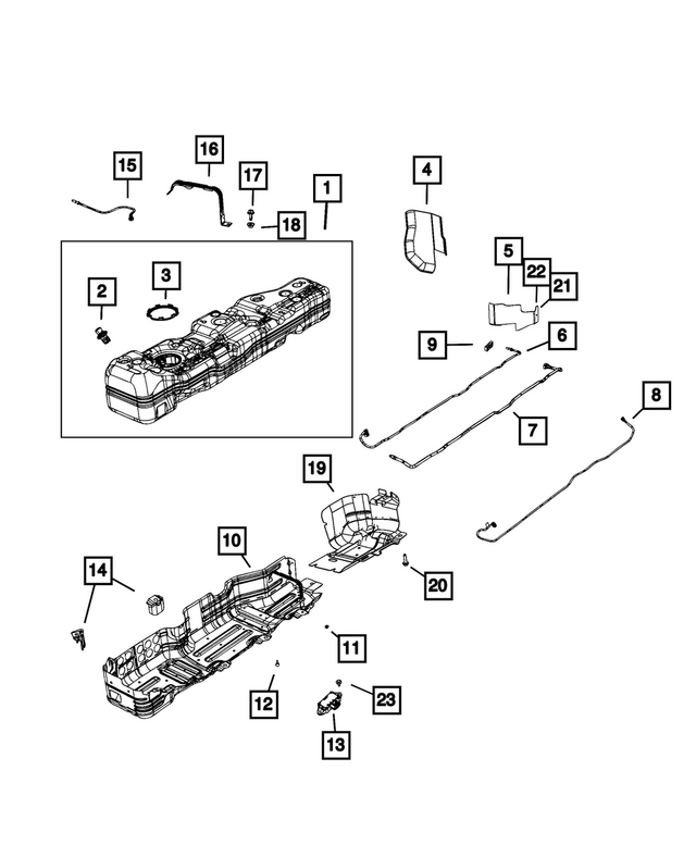 68640308AA - Fuel and Accelerator Pedal: Fuel Tank Skid Plate for Mopar Image