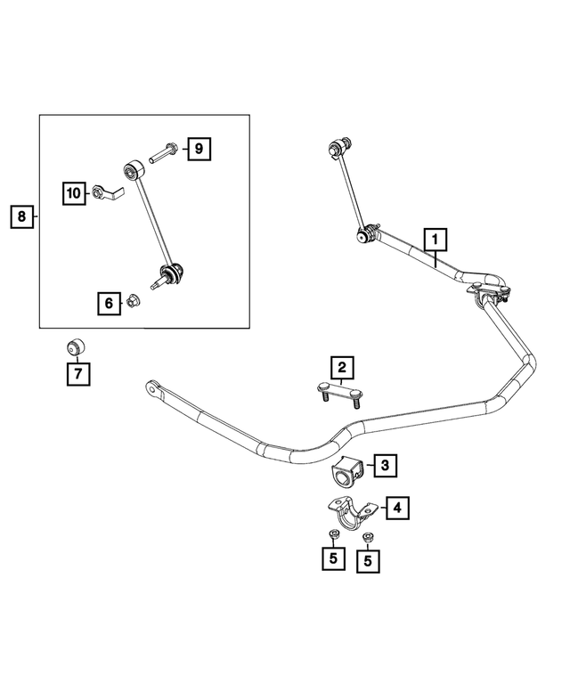 68160330AA - Rear Suspension: Rear Suspension Stabilizer Bar for Mopar Image