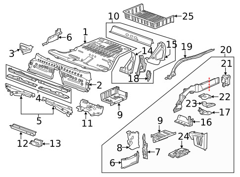 Rear Floor & Rails for 2021 Chevrolet Camaro #1