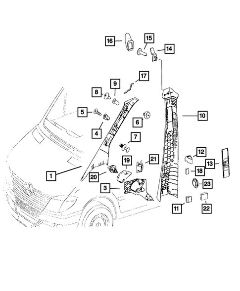 Panels-Moldings-Scuff Plates, Pillar, Cowl, 1/4 Panel Trim and Cargo Covers for 2008 Dodge Sprinter 2500 #2