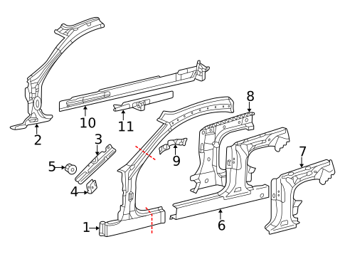 Center Pillar & Rocker for 2001 Mercedes-Benz CL 55 AMG&reg; #0