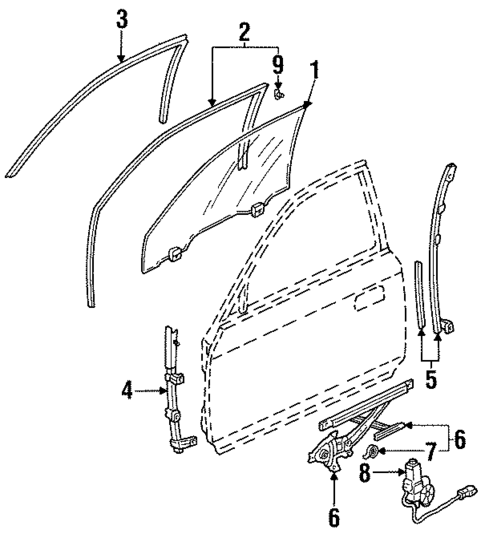 Glass - Door for 2001 Honda Prelude #0