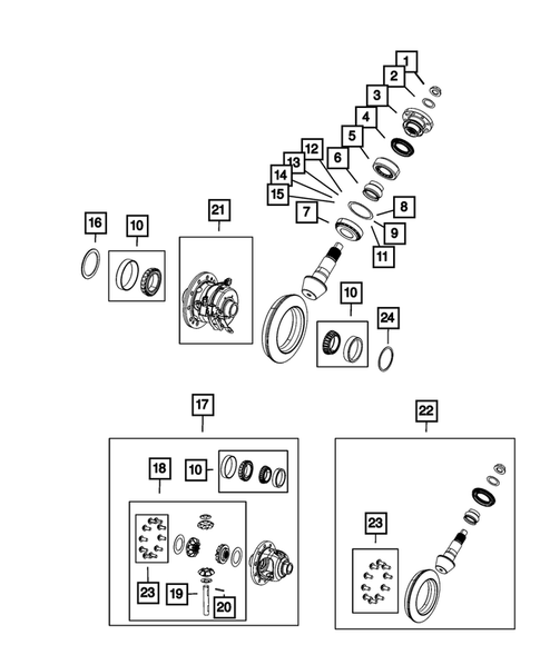 Front Axle: Housing, Differential and Vent for 2022 Jeep Gladiator #1