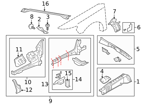 Structural Components & Rails for 2012 Lincoln MKS #0