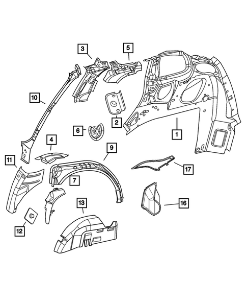 Quarter Panel and Pillars for 2006 Chrysler PT Cruiser #1