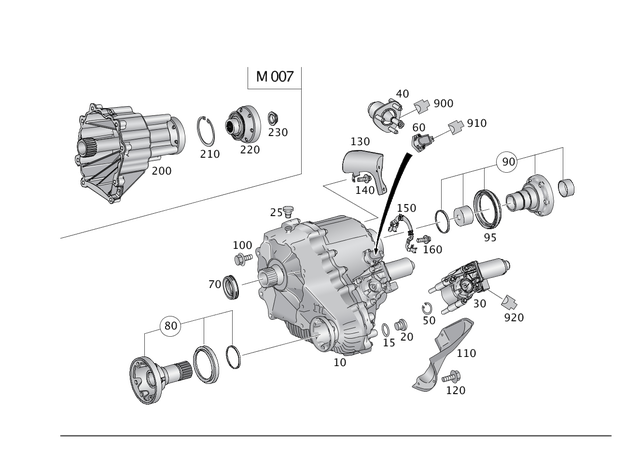 2512804200 - Transfer Case: Long. Transfer Case for Mercedes-Benz: GL350, GL450, GL550, GLE300d, GLE400, GLE550e, GLE63 AMG S, GLS350d, GLS550, ML250, ML350, ML400, ML550 Image image