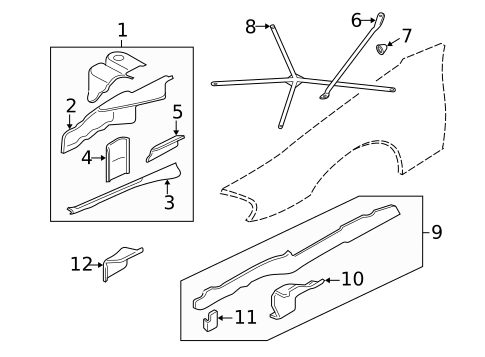 Structural Components & Rails for 2000 Jaguar XK8 #0