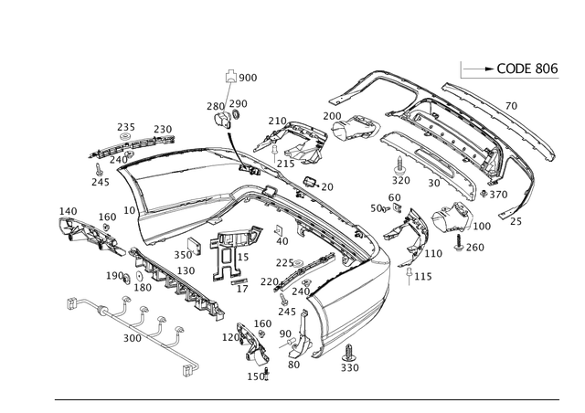 2318851225 - Attachment Parts: Trim, Bumper for Mercedes-Benz: SL400, SL450, SL550, SL63 AMG, SL65 AMG Image image