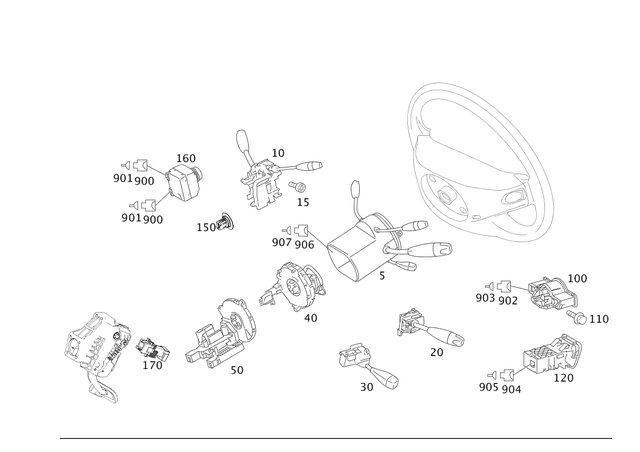 2215404801 - Electrical Equipment and Instruments: Steering Column Switch for Mercedes-Benz Image image