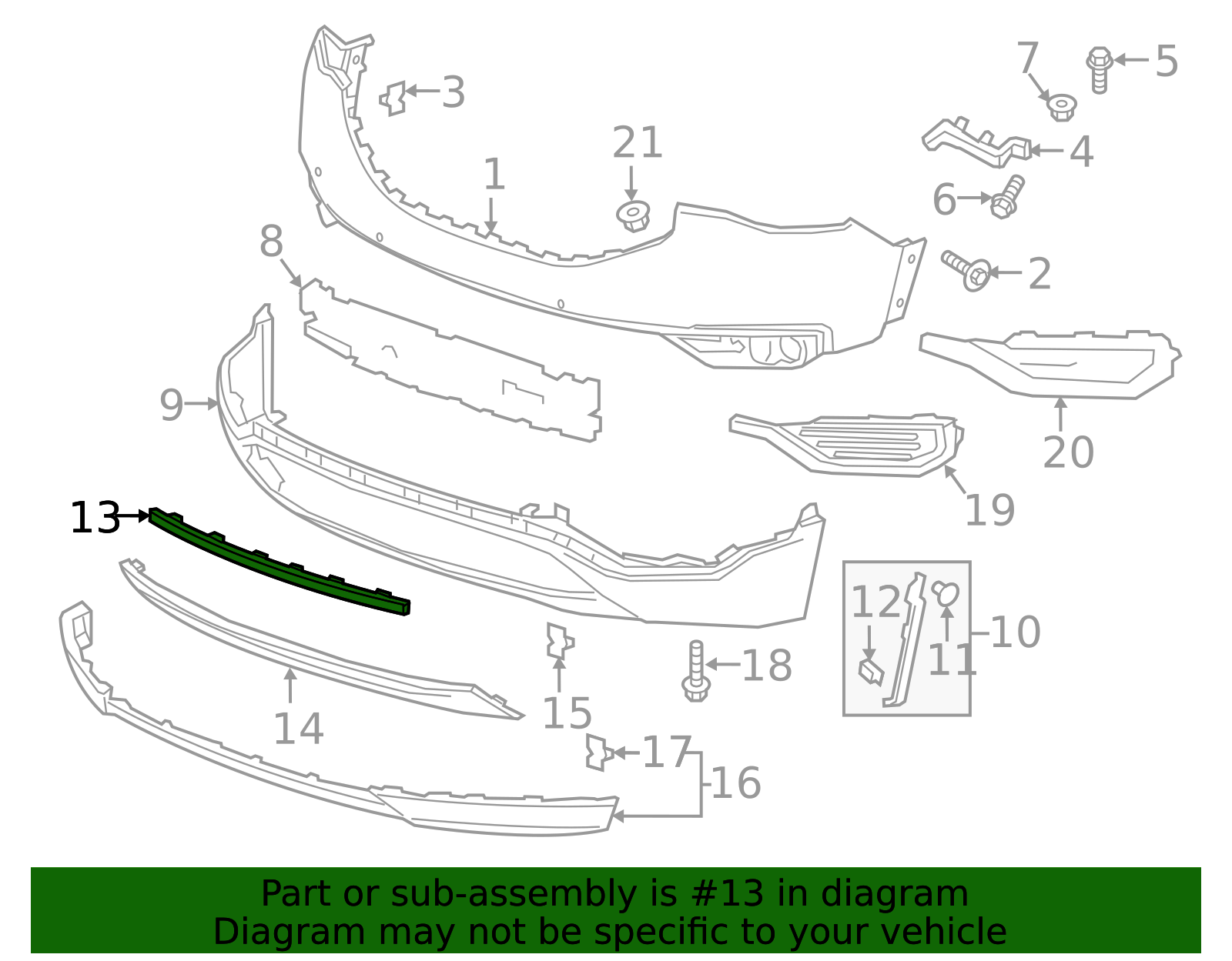 2019 GMC Acadia Black Front Passenger Side Bumper Cover Molding ...