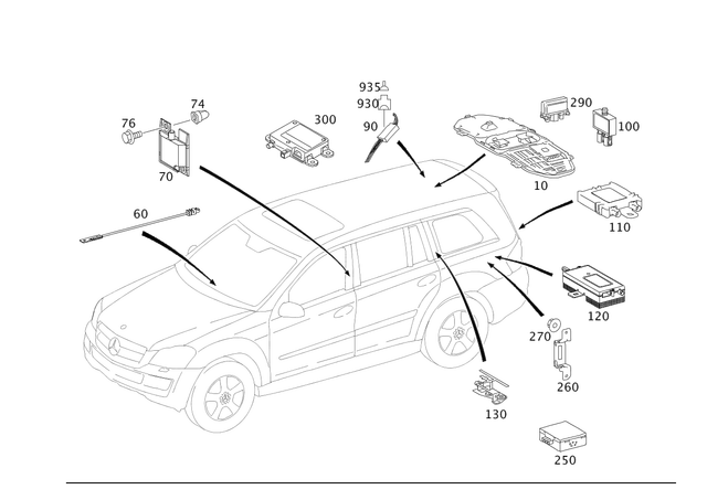2518202775 - Electrical System: Antenna for Mercedes-Benz: GL320, GL550, ML320, ML500, ML550, ML63 AMG, R320, R350, R500 Image image