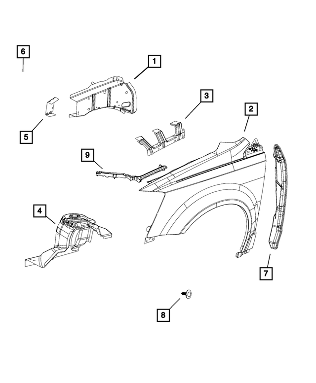 68029130AC - Body Sheet Metal Except Doors: Fender Panel, Right for Mopar Image image