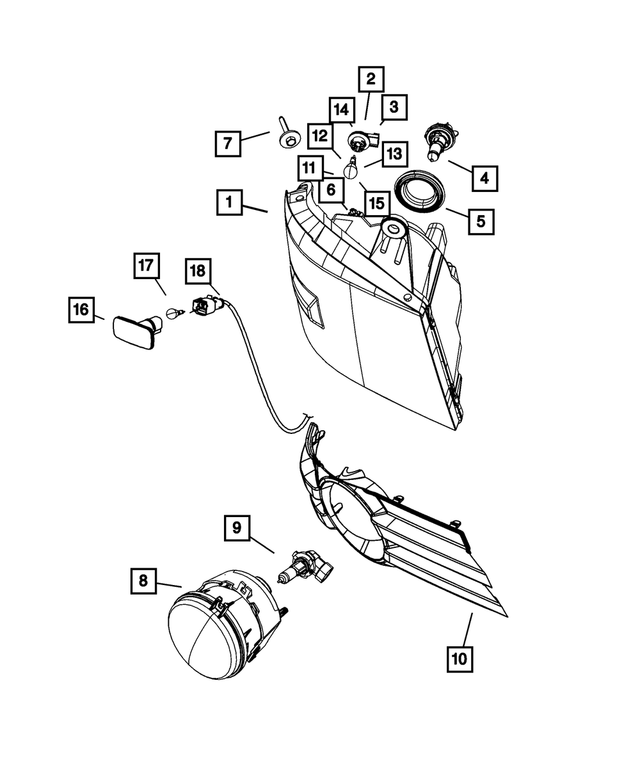 5113341AG - Electrical: Headlamp Park And Turn Lamp, Left for Chrysler: Town &amp; Country Image