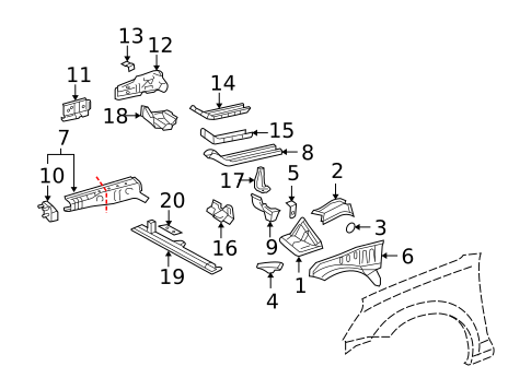 Structural Components & Rails for 2005 Toyota MR2 Spyder #0