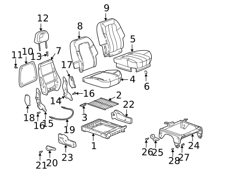 Rear Seat Components for 2001 Pontiac Aztek #1