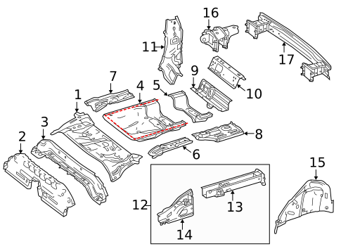 Rear Floor & Rails for 2015 Mercedes-Benz CLA 45 AMG&reg; #0