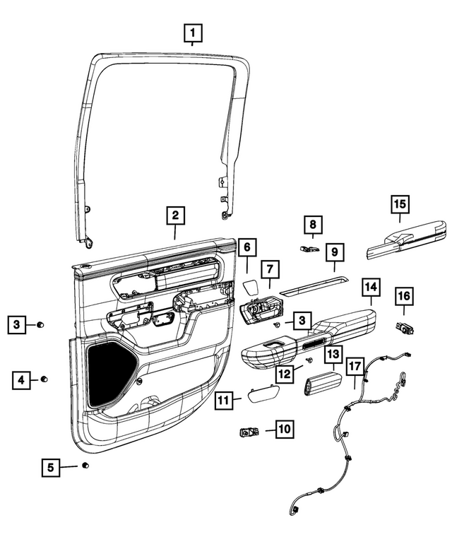 « 7JS19NR3AA –  : Garnissage De Porte Arrière Panneau, Côté Gauche pour Mopar Image »