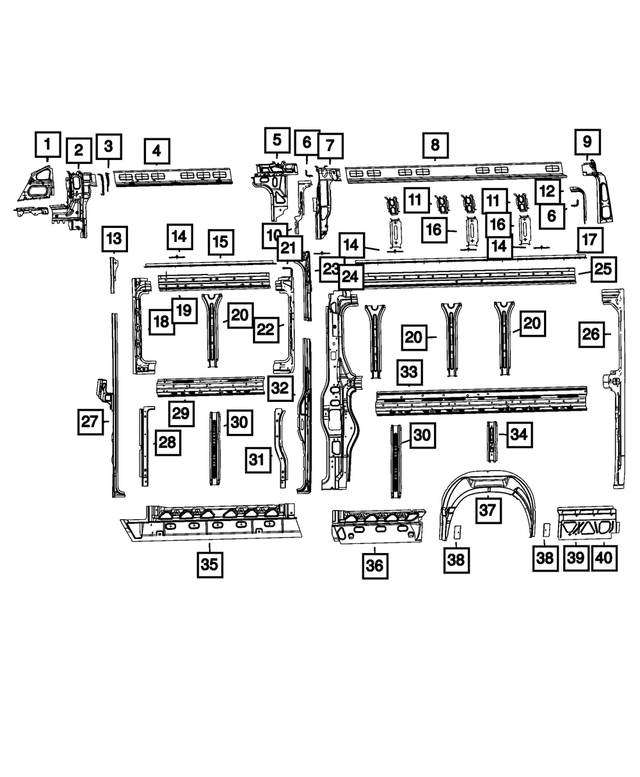 68593107AA - Body Sheet Metal Except Doors: A-pillar Reinforcement for Mopar Image