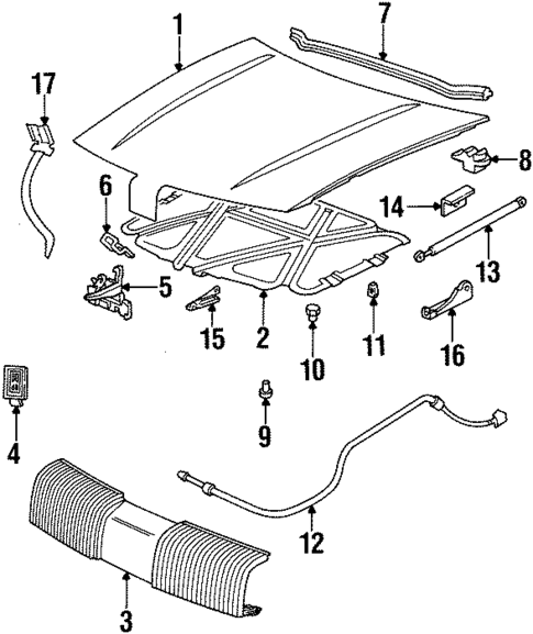 Hood & Components for 1994 Oldsmobile Achieva #0