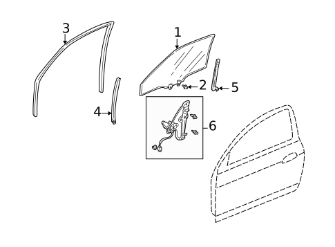 Glass - Door for 2004 Acura RSX #0