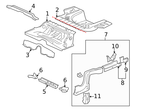 Rear Floor & Rails for 2005 Cadillac CTS #0
