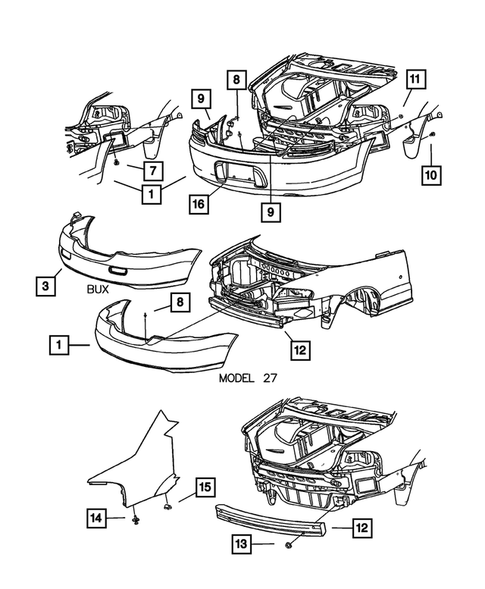 Rear Bumper and Fascia for 2004 Dodge Stratus #0
