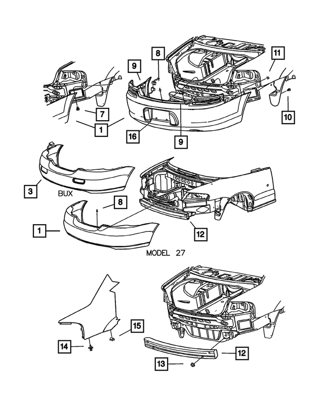 4805449AC - Frames and Bumpers: Rear Fascia for Mopar Image