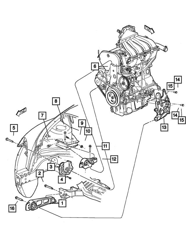 5274907AC - Engine Mounting: Transmission Mount Isolator, Manual Transmission for Mopar Image