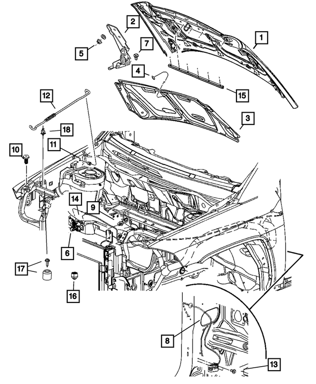 68171439AA - Body Sheet Metal Except Doors: Hood for Mopar Image
