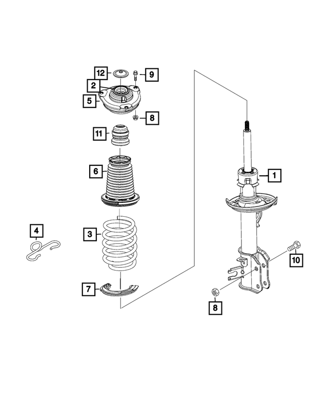 68257665AB - Front Suspension: Front Suspension Strut, Left Front for Mopar Image